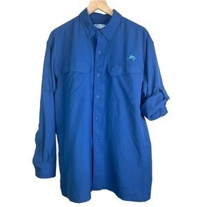 World Wide Sportsman Men’s Blue Long Sleeve Button Shirt